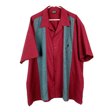 Vintage Steady Atomic Short Sleeve Red Button Up Bowling Shirt Size Mens 3X