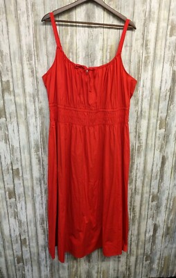 Lane Bryant Red Strap Smocked Waist Milkmaid Dress Midi Sundress Size 18 NWT $80