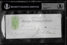 James Wenman (d.1919) Signed Check Autographed BAS NY Knickerbockers Baseball