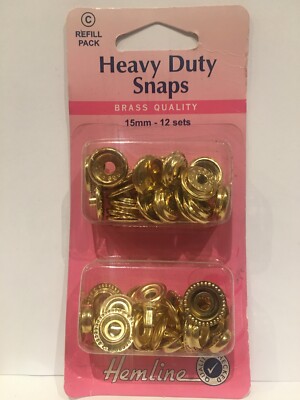Hemline Heavy Duty Druckknöpfe Nachfüllpack Gold 15 mm - 12 Set
