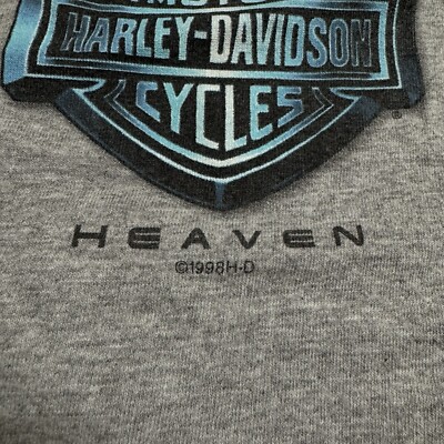 Vintage 90s 1998 Harley Davidson Heaven Tee Gray Shirt Delaware 