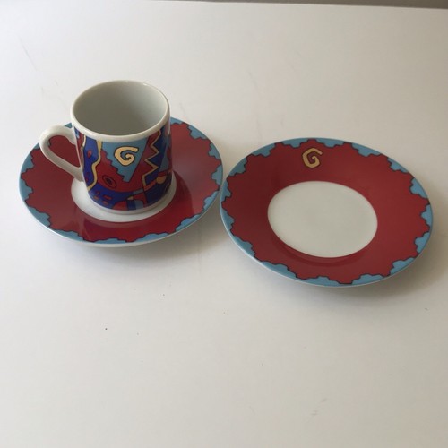 Limited Edition Berendsohn Art Deco Inka-Serie Espresso Cup 2 Saucers Italy EUC - Picture 5 of 10