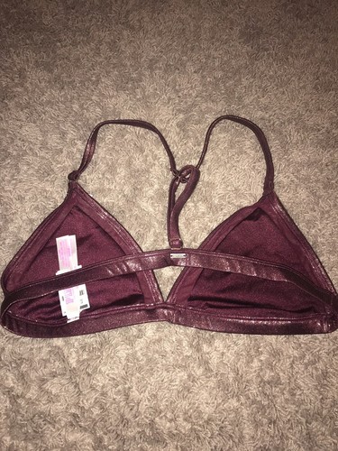 NEW Victoria’s Secret PINK Burgundy Shine And Mesh Large Triangle Bra MSRP $29 - Picture 5 of 8