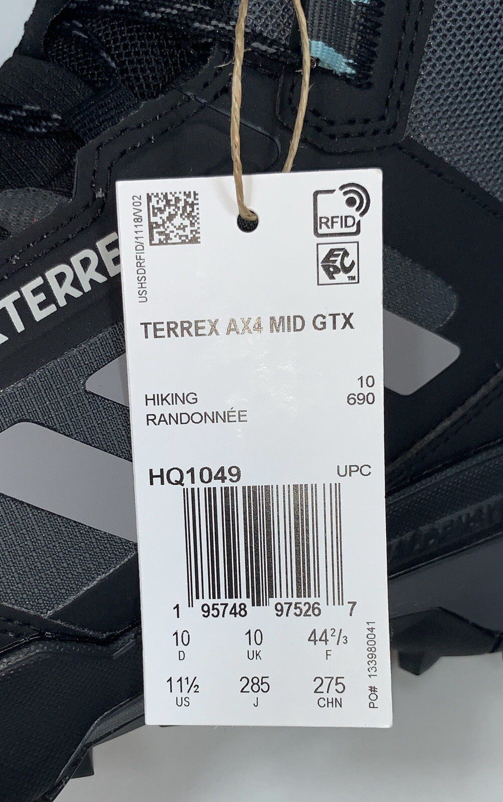 adidas Terrex AX4 Mid Gore Tex Hiking Shoes Gray Black HQ1049 Women 11.5/ Men 10 image 9