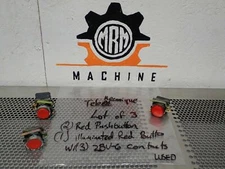 Telemecanique (2) Red Pushbutton & (1) Illuminated Red Button W/ (3) ZBV-6 Used