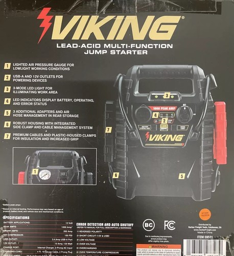 Viking 59531 1000 Peak Amp 12V 150 PSI Compressor NEW - Picture 3 of 3