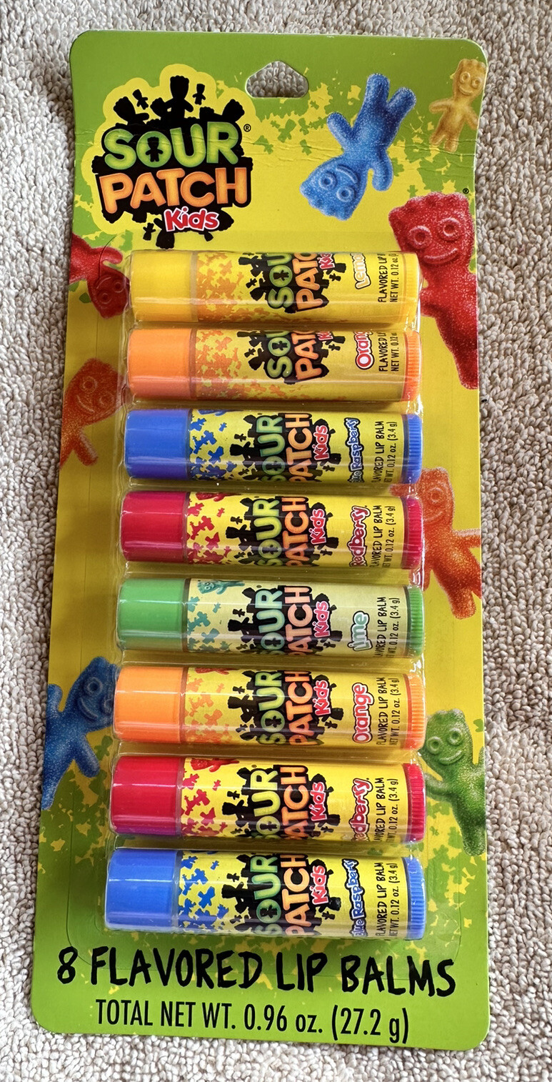 Sour Patch Kids Lip Balm 8 Pack - Lime, Redberry & Blue Flavored Lip Moisturizer-image
