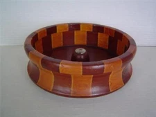 RARE Vtg 8.5" CALIFORNIA REDWOOD FORESTS INLAID NUT BOWL Dish San Francisco
