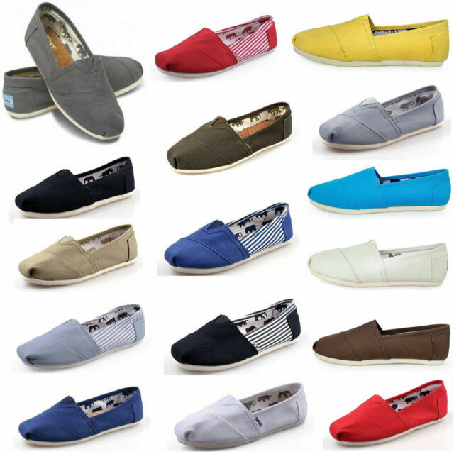 TOM Unisex Shoes Slip-on Casual Flats Solid Canvas Leisure Loafer Shoes UK 3-10 TOM Unisex Shoes Slip-on Casual Flats Solid Canvas Leisure Loafer Shoes UK 3-10