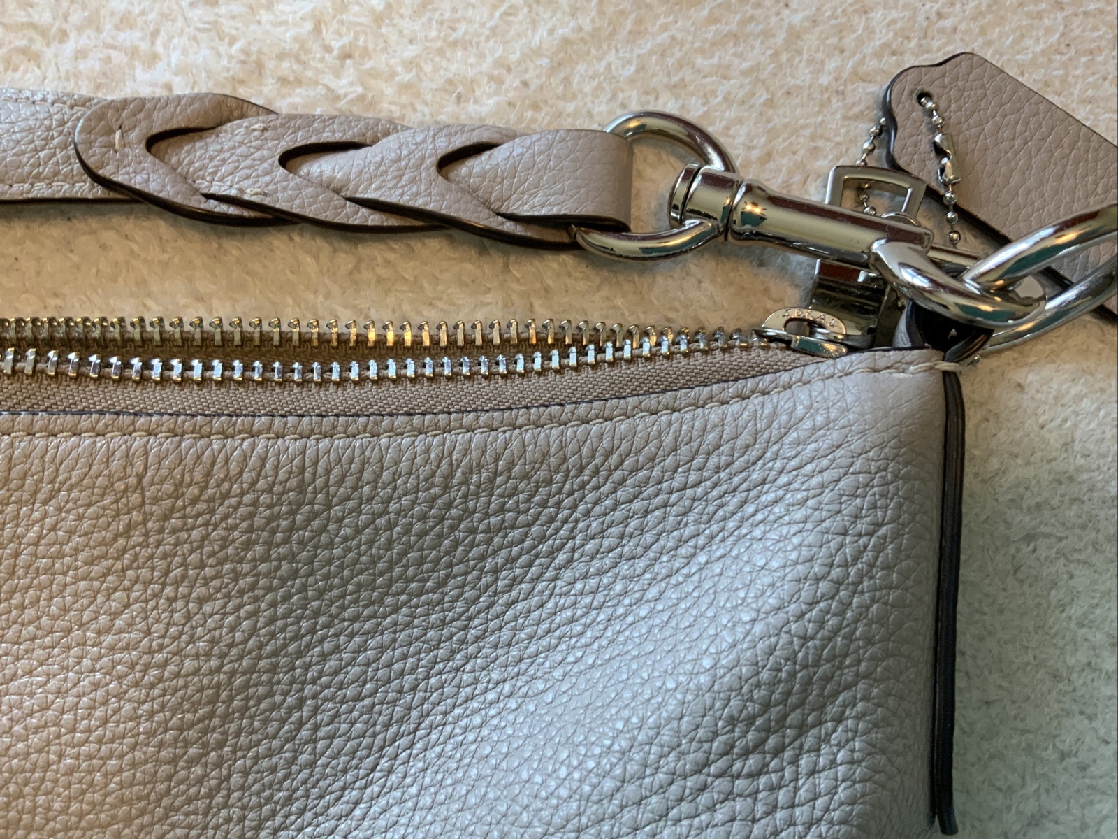 Coach Purse Taupe Pebbled Leather Abby Duffle Bag Shoulder Handbag F31507 eBay