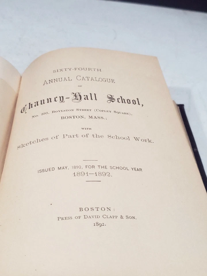 Antique Annual Catalogue For Pupils of Chauncy-Hall Boston School 1891-1892 Book Foto 3 de 4