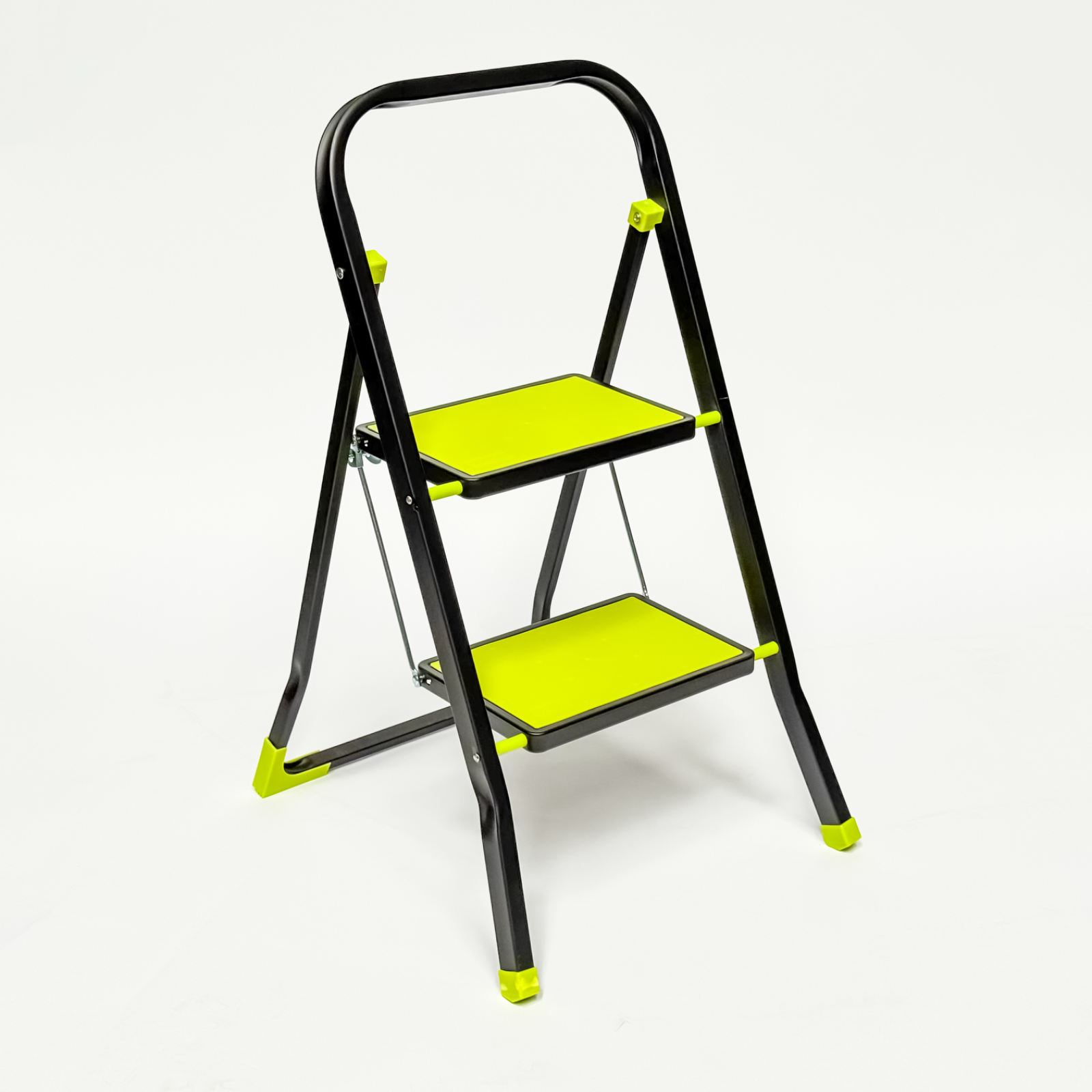 2 Step Premium Steel Step Ladder with Anti-Slip Feet, Small Folding ...