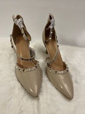 Mysoft Women  s Pointed Toe Pumps Studded Ankle Straps High Heel 4  Stiletto