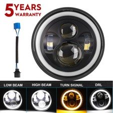 Motorbike LED Headlight Black 7" Inch DOT SAE E Marked for Cafe Racer