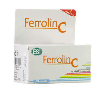 ESI Ferrolin C Ergänzung Eisen Vitamin C, B12 Vitamin Iron Ergänzung 30CPS