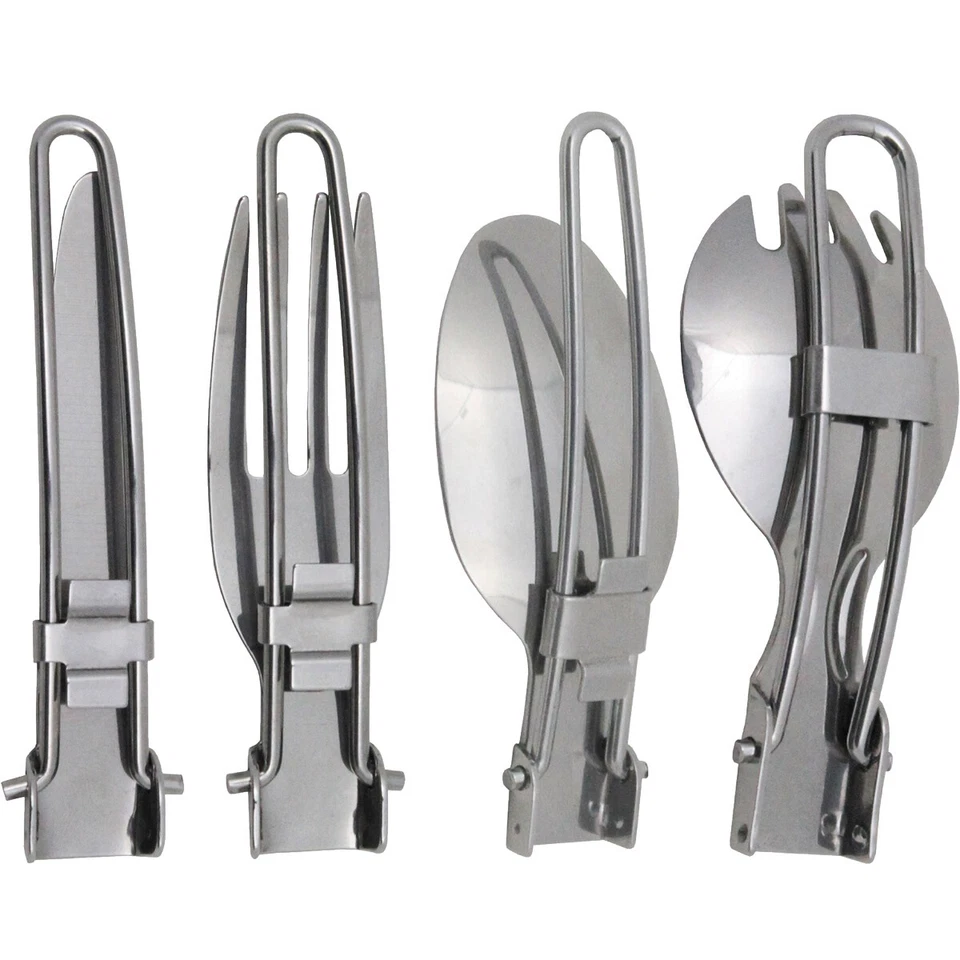 Fox Outdoor Besteck klappbar Edelstahl Messer Gabel Löffel Göffel Camping Armee - Bild 2 von 2