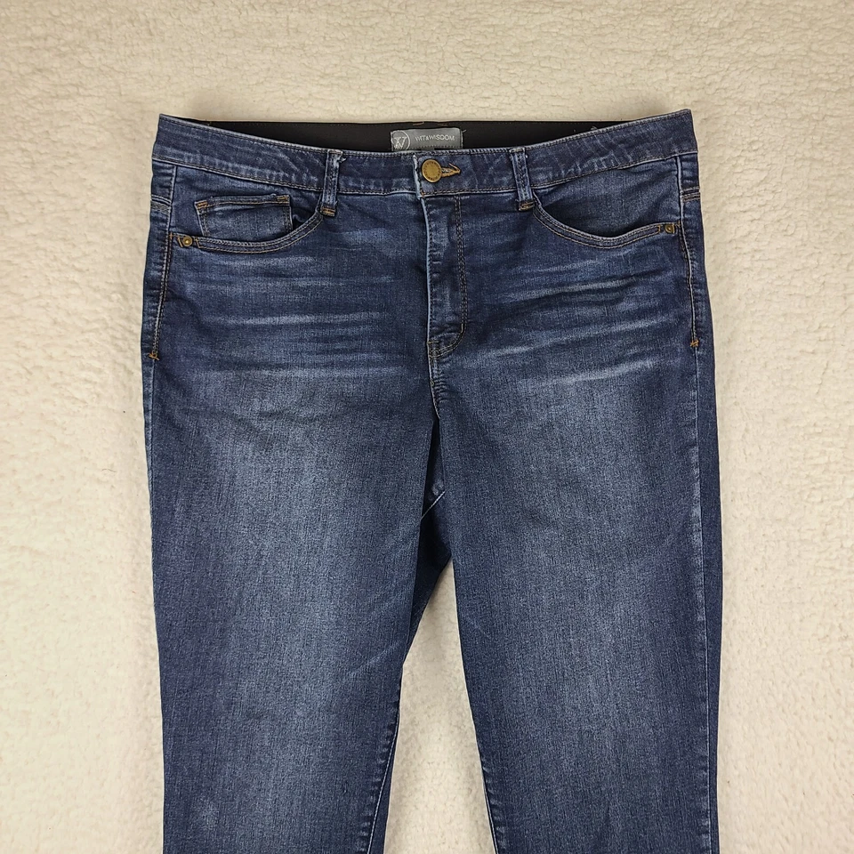 Pantalones de mezclilla Wit Wisdom para mujer 18 Ab Solution ajustados al tobillo azul lavado oscuro Foto 2 de 4