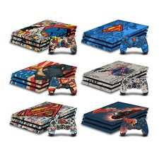 SUPERMAN DC COMICS LOGOS AND COMIC BOOK VINYL SKIN DECAL FOR SONY PS4 PRO BUNDLE