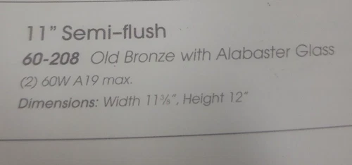 Nuvo Lighting 60-208 2-Light Semi-Flush Dome Ceiling Fixture  11" Old Bronze(or3 - Picture 2 of 3