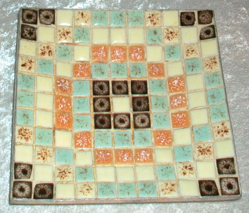 Vintage MCM Mid Century Modern Porzellan Mikro Mosaik Fliese Schmuck Schale Japan