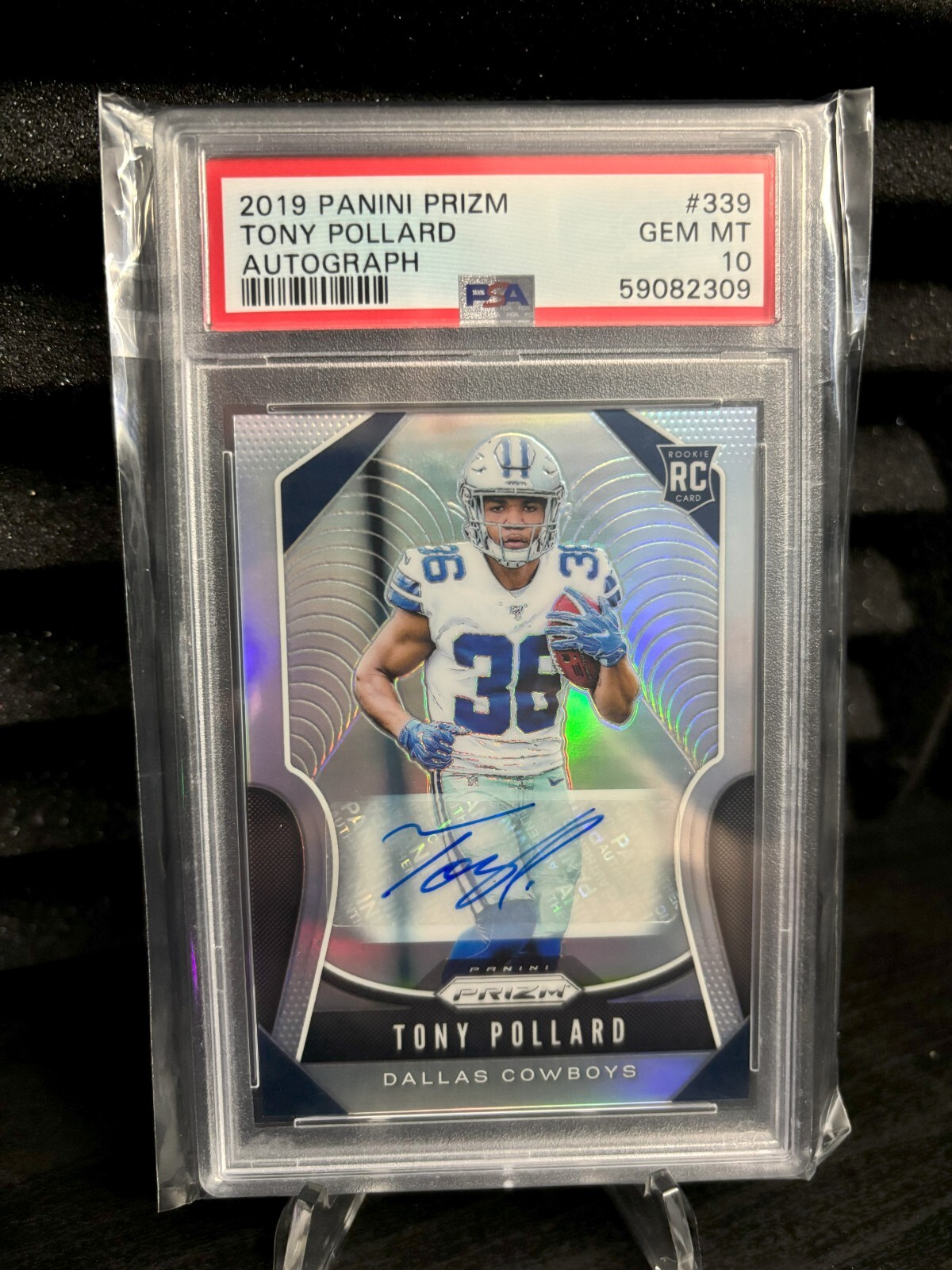 2019 Prizm Tony Pollard Auto RC #339 PSA 10
