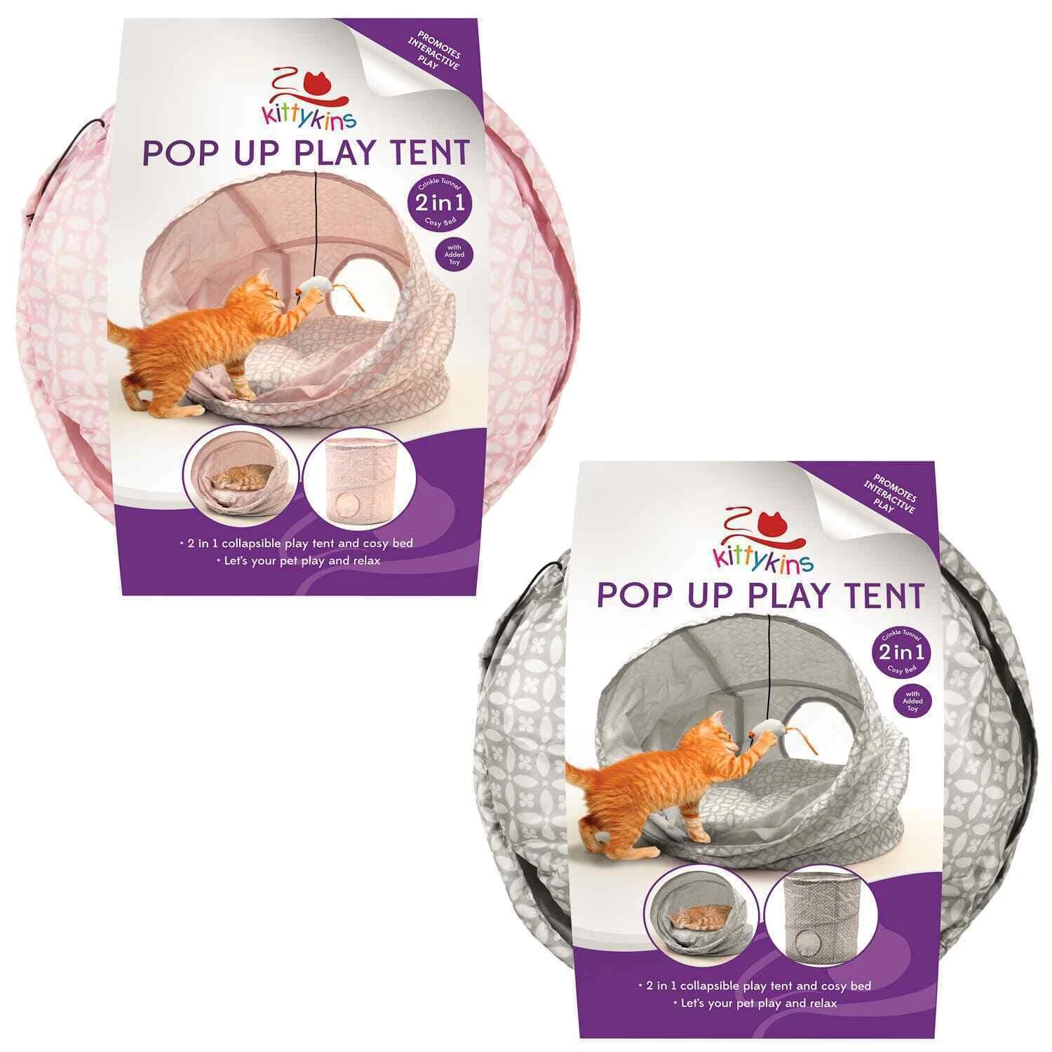 Kittykins 2 in 1 Cat Tent & Bed - BNIP - Kitty Pussy Kitten Toy Tunnel Sleep