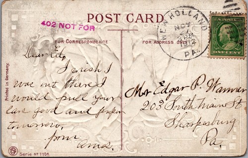 Big Red Rose A Happy Birthday 1912 Postcard 6383d2 MR ALE - Picture 2 of 7