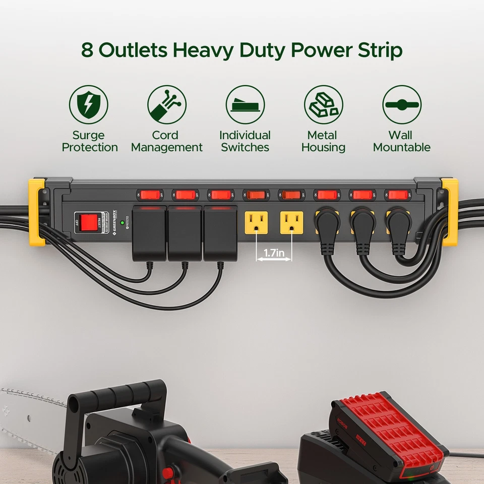 8-Outlet Heavy Duty Power Strip Protection Plug 6FT Cord ETL Certified - Image 4 of 4