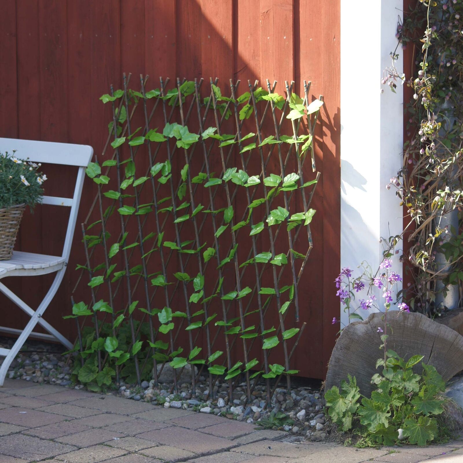 UNUS Rankgitter Deko Sichtschutz Weide künstliche Hecke mit Blättern 90x180cm