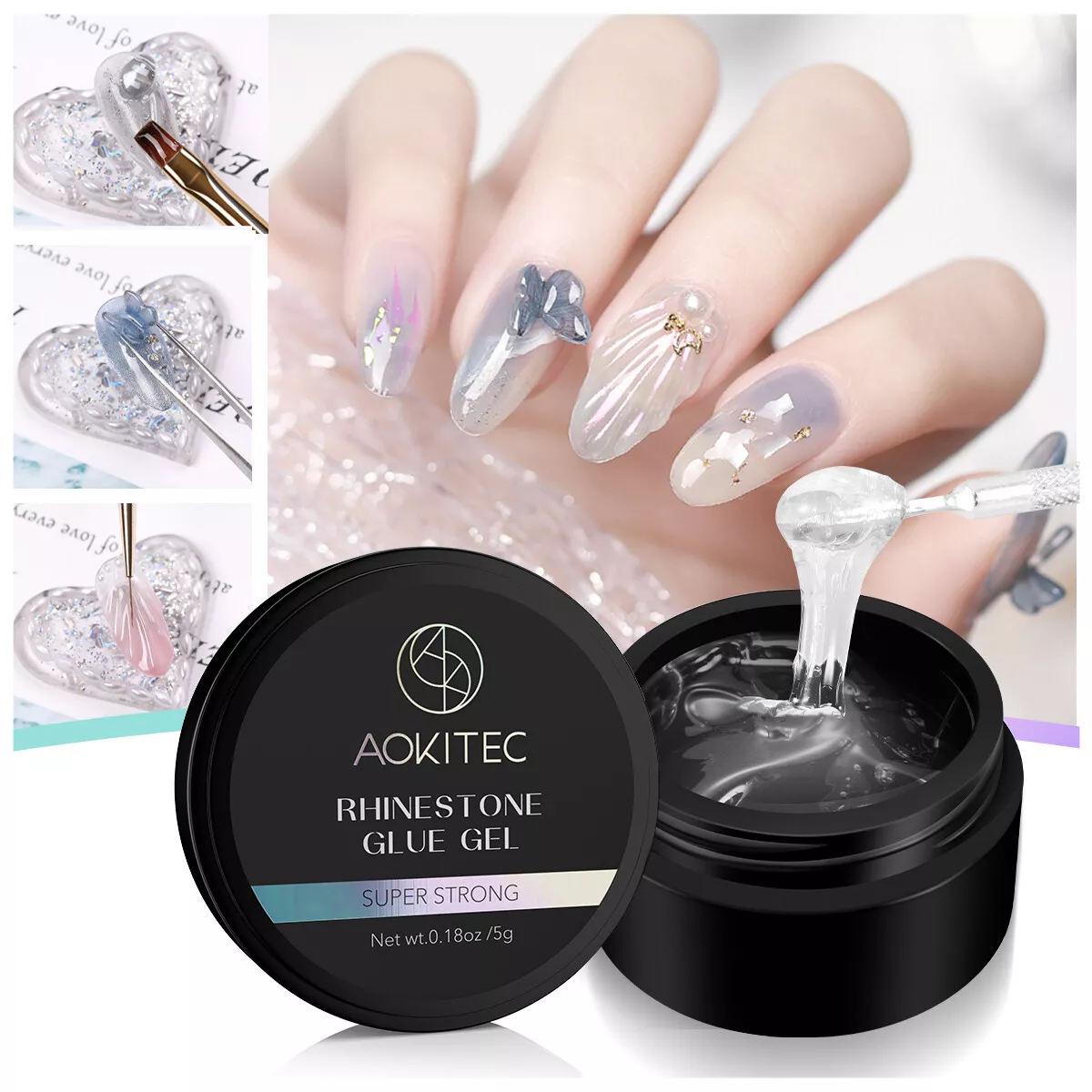 Nail Art Rhinestone Glue Gel For Nails UV Super Strong Adhesive Crystal Gem  Beads Diamond Decoration Transparent Glue Nail Tools