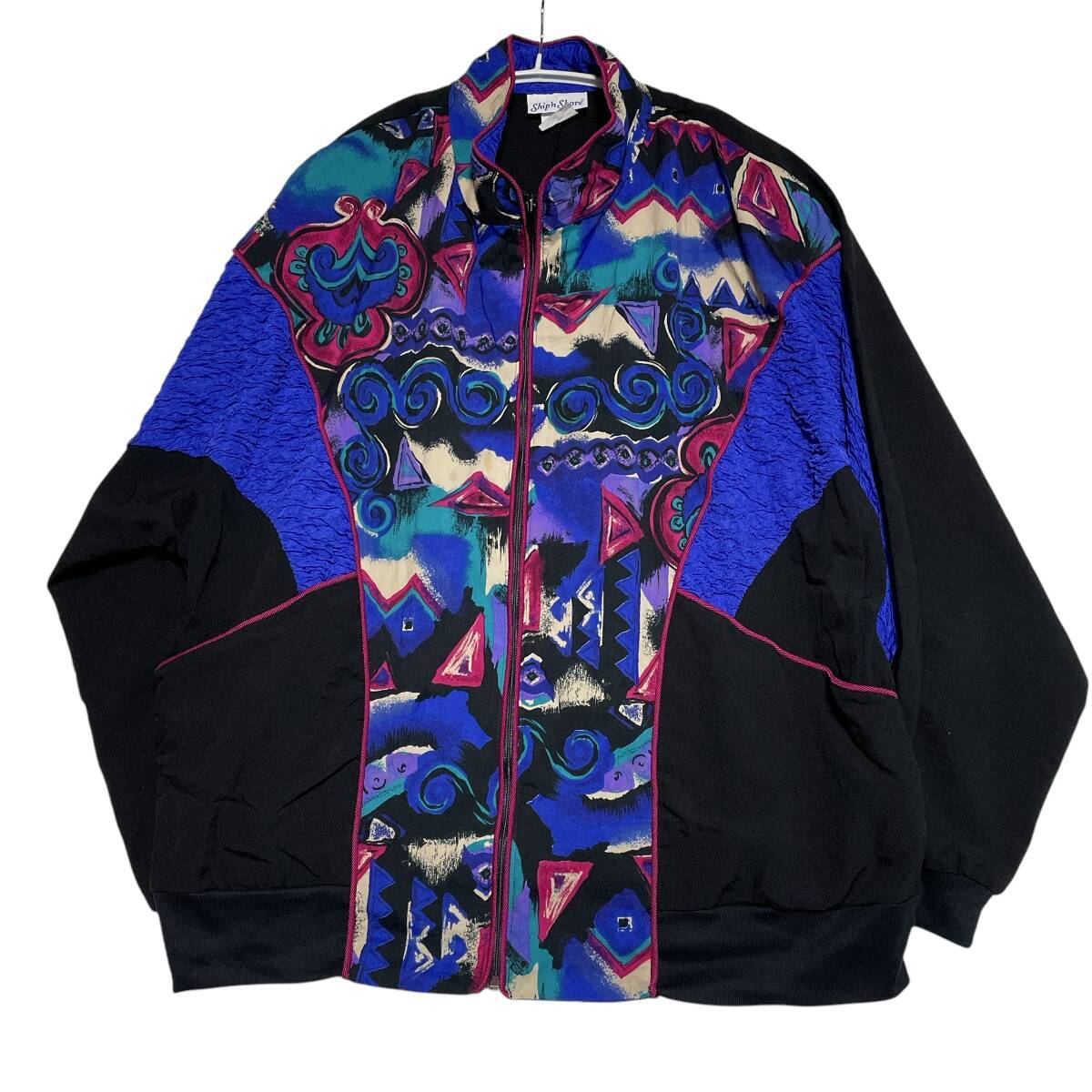 Made in USA Full Zip Jacket Blouson Total Pattern Flashy Pattern US Used Cloth