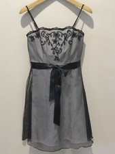 Davids Bridal Formal Dress 2 Black Chiffon Bridesmaid Prom Event Embroidered