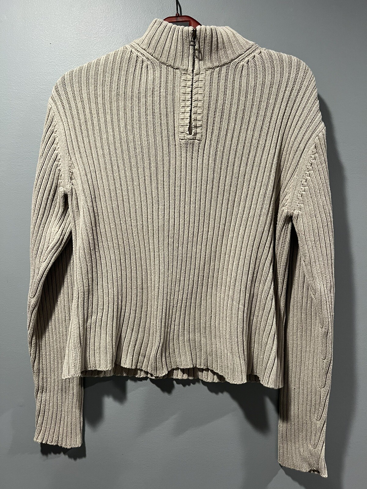 Beige Eddie Bauer Cable Knit 1/4 Zip 