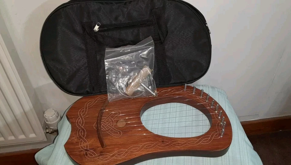 Lyre Harp 10 Metal Strings Rose Wood Natural Engraved + Carrying Case/Lyra Harps - Image 2 of 4