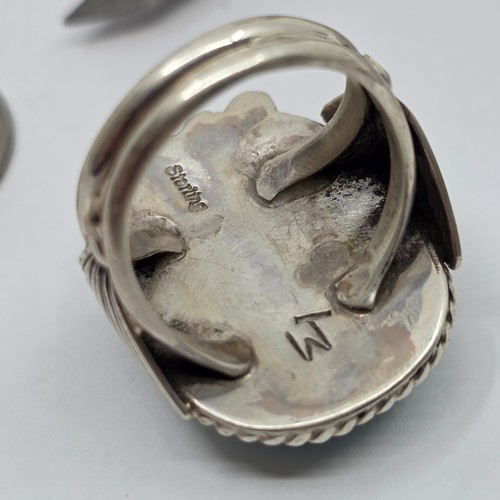 Navajo Native American Sterling Silver Turquoise Large Mens Ring Size 10 - Picture 5 of 10