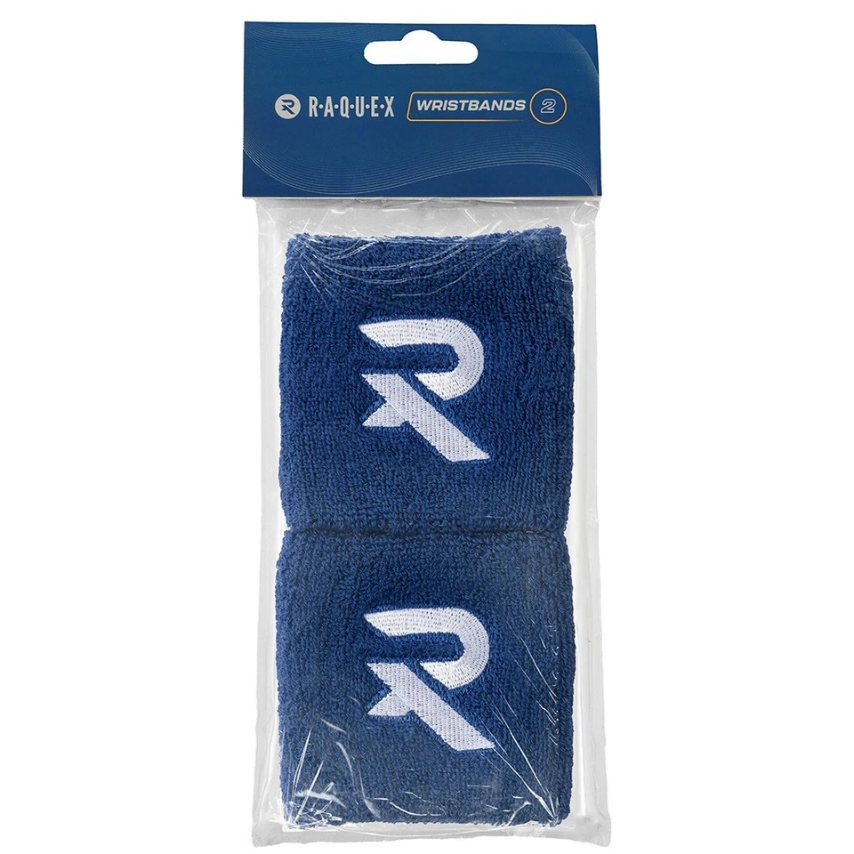 Sports Wrist Sweatbands & Headband Set Blue Cotton Squash Tennis 80s Fitness - Image 2 of 4