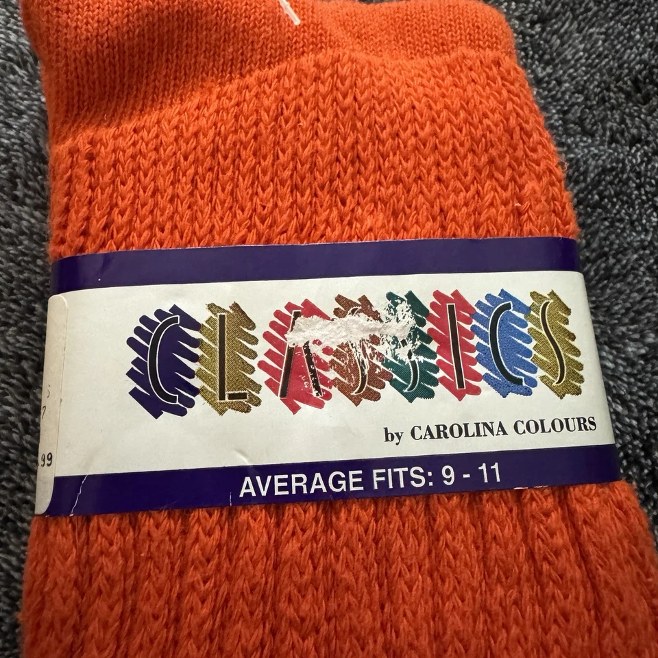 Calcetines holgados acanalados naranjas nuevos de colección años 80 90 hechos en EE. UU. algodón nailon colores Foto 2 de 4