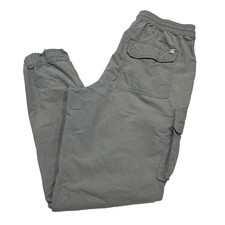 Gray Cargo Jogger Pants Elastic Waist Drawstring Utility Standard Cloth Size M