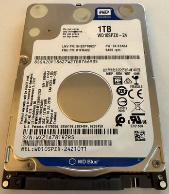 Western Digital Blue (5400 RPM, 2.5'', SATA III, 128MB Cache) 1TB Internal...