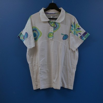 [D42 = Damen L] Vintage Reebok Womens Tennis Polo Shirt Hemd Bunt Muster 90s 80s