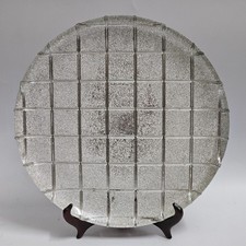 Centro Tavola Piatto Vetro Artistico Grigliato Modernariato Vintage Design Unico