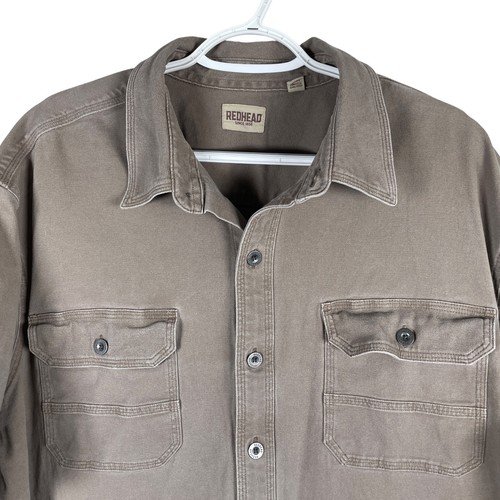 RedHead Heavy Canvas Work Shirt Mens 2XLT Brown Metal Button Up Cotton S/S