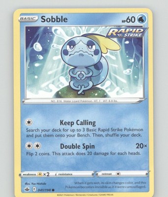 SOBBLE 041/198 COMMON CHILLING REIGN POKEMON LIGHTLY PLAYED NISHIDA