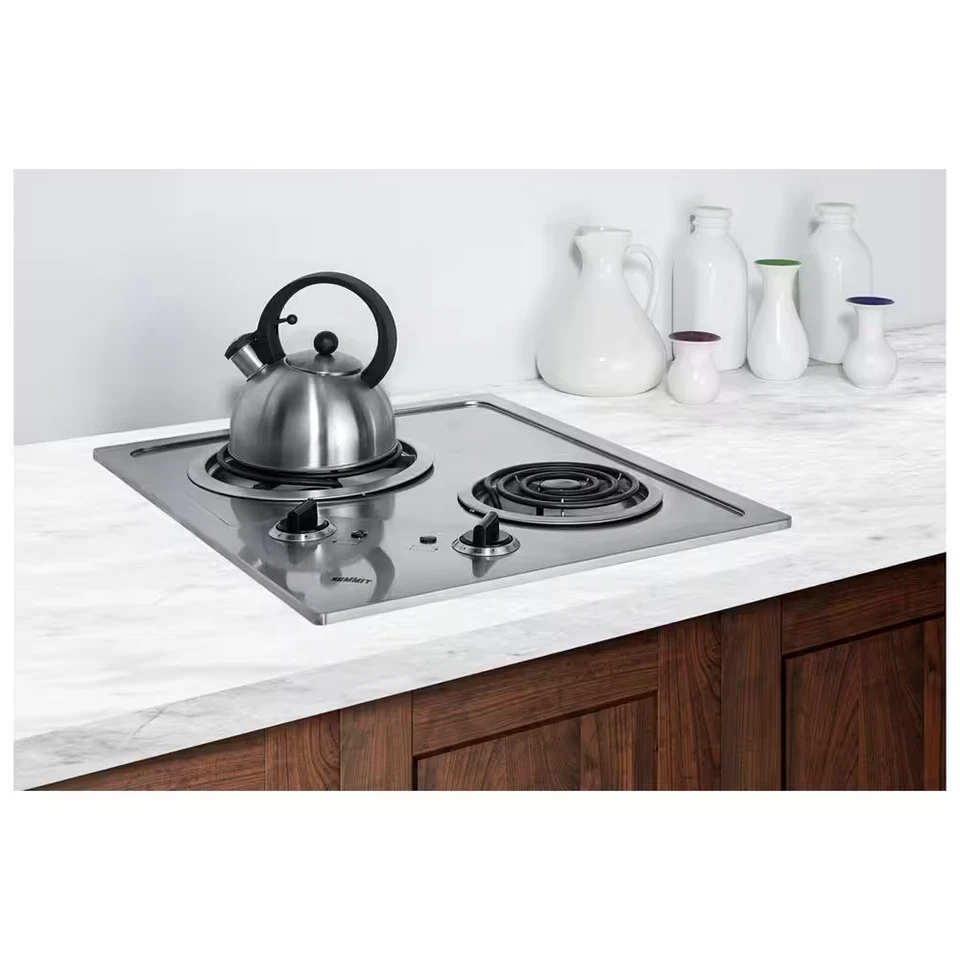 21 in. Placa de cocción eléctrica bobina en acero inoxidable con 2 elementos Foto 3 de 4