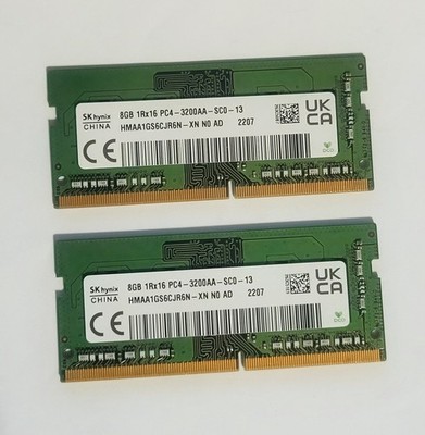 SK Hynix 8GB each PC4-25600 DDR4-3200 SODIMM Memory HMAA1GS6CJR6N HP L46598-001