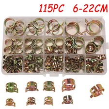 115x Hose Spring Clamps 6-22mm Fastener Fuel Water Line Pipe Air Tube Clips Set
