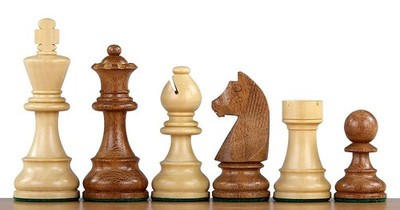 Schachfiguren Buchsbaum & Indisches Akazien 3,75''  34 Figuren (mit Extra Damen)