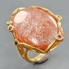 Unique jewelry 30ct Natural Sunstone Ring 925 Sterling Silver Size 6.25 /R442440