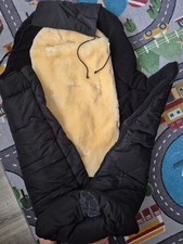 Eisb&auml;rchen Fu&szlig;sack 2 in 1 f&uuml;r Kinderwagen mit Lammfellanlage 100cm Schwarz Neu