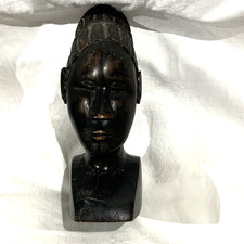 Vintage Hand Carved African Tribal Wood Wooden Head Bust